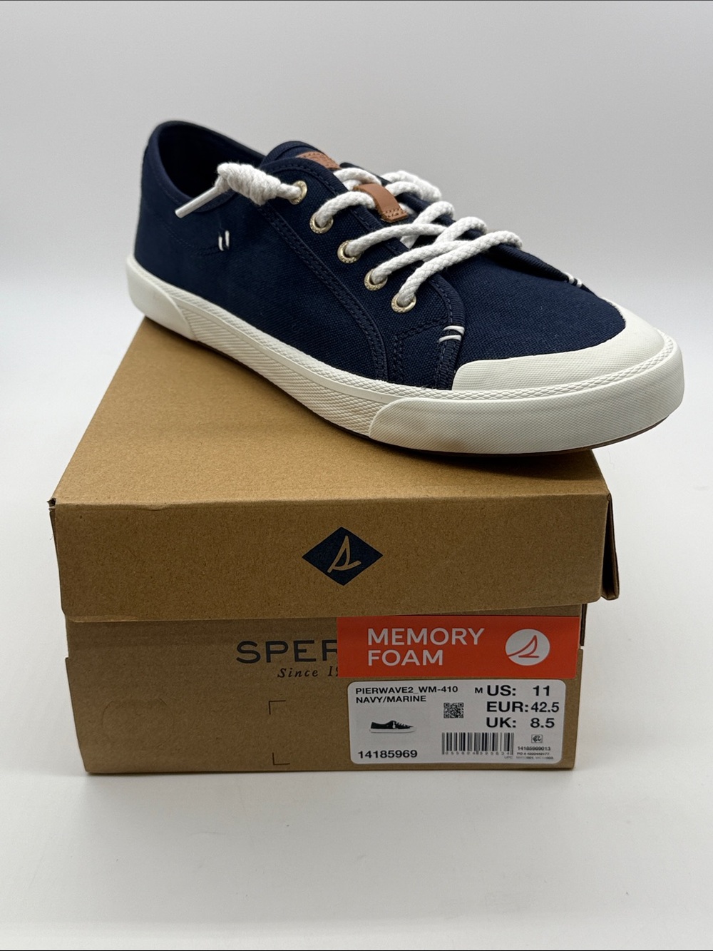 Sperry Women’s Navy Sneaker with White Sole and Laces
